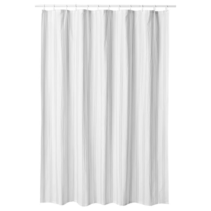 IKEA SVARTSTARR Shower curtain, white/grey, 180x200 cm (71x79 ")