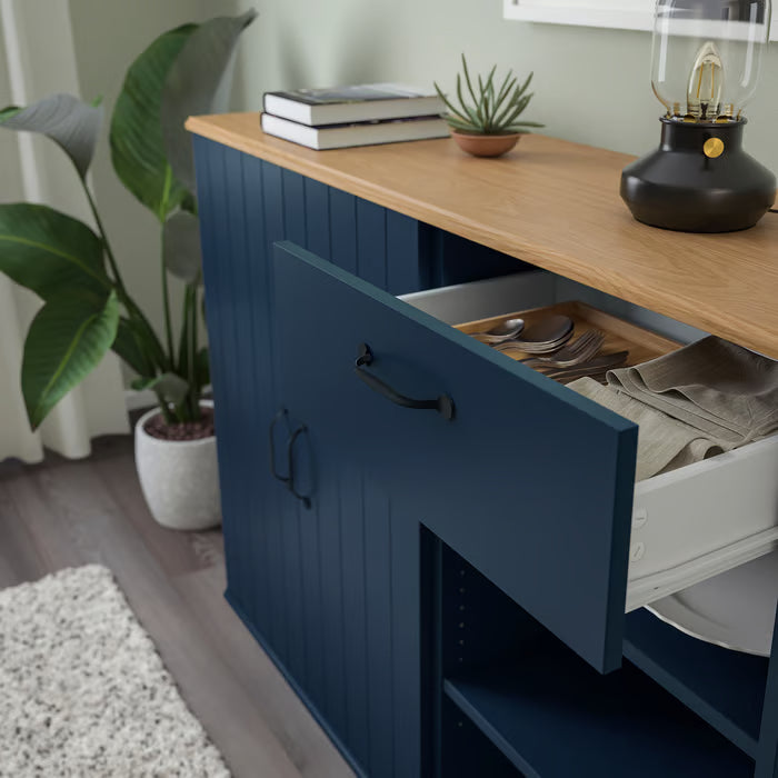 IKEA SKRUVBY Sideboard, black-blue, 120x38x90 cm (47 1/4x14 3/4x35 3/8 ")