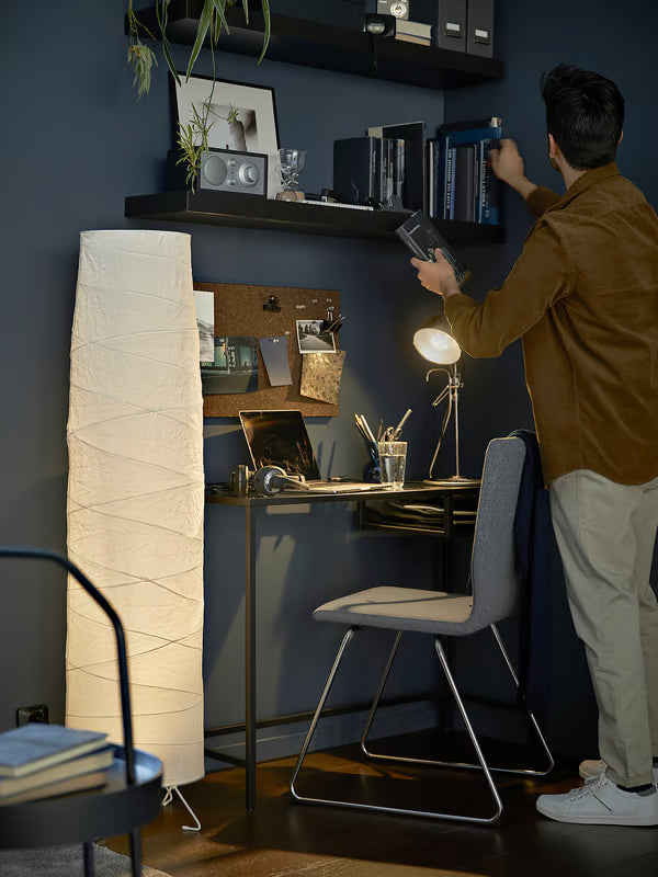 IKEA VITTSJÖ Laptop table, black-brown/glass, 100x36 cm (39 3/8x14 1/8 ")