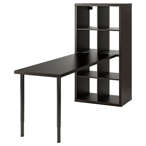 IKEA KALLAX / LAGKAPTEN Desk combination, black/black-brown, 77x179x147 cm (30 1/8x70 1/2x57 5/8 ")