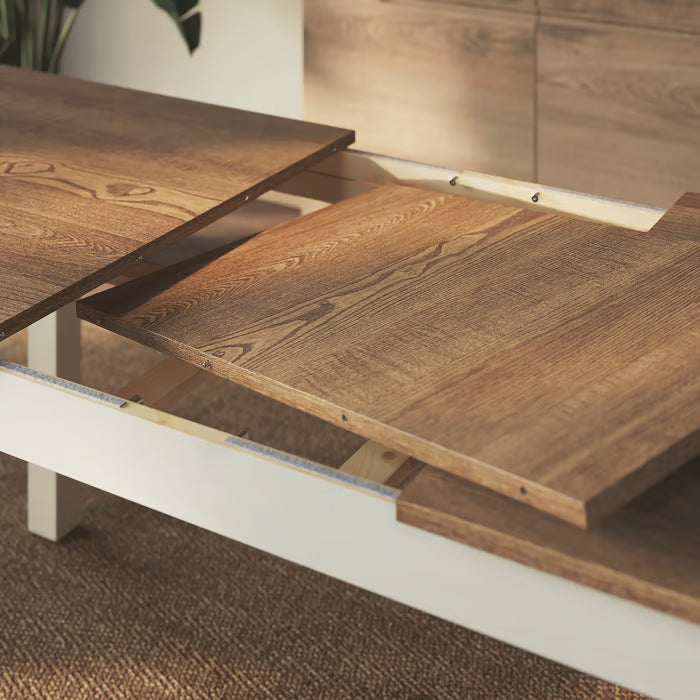 IKEA ALHULT / ÅLHULT Table and 6 chairs, beige/brown/Kabusa light beige beige, 170/220x80 cm (66 7/8/86 5/8x31 1/2 ")