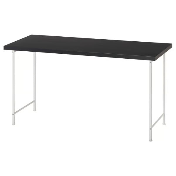IKEA LAGKAPTEN / SPAND Desk, black-brown/white, 140x60 cm (55 1/8x23 5/8 ")