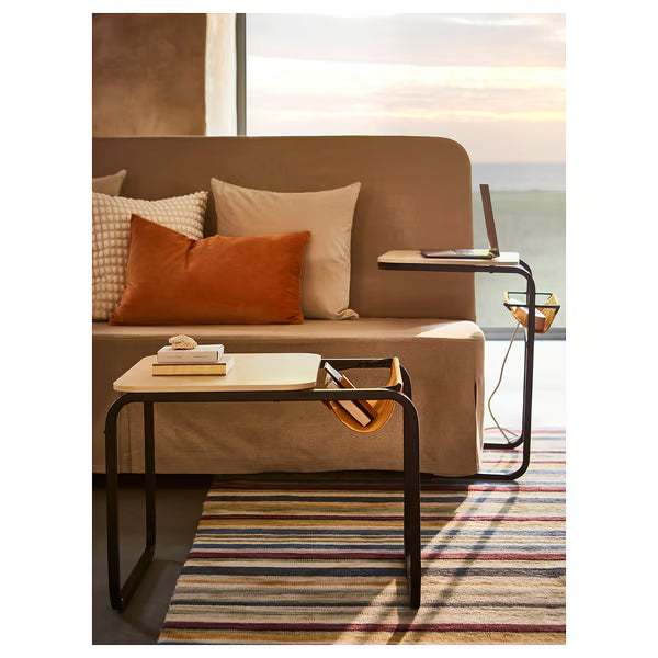 IKEA OLSEROD Side table, anthracite/birch effect dark yellow, 53x50 cm (20 7/8x19 5/8 ")