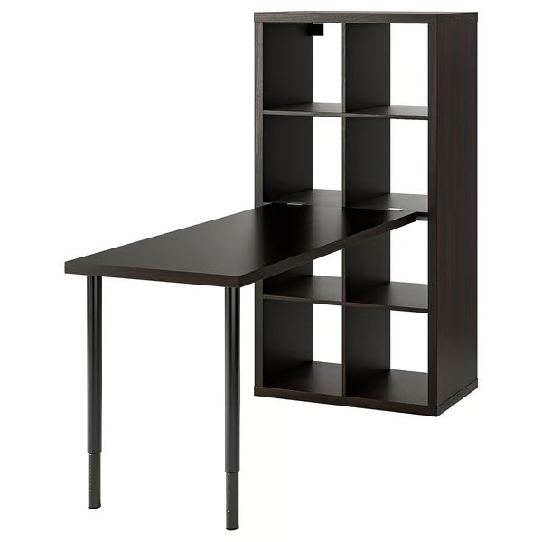 IKEA KALLAX / LAGKAPTEN Desk combination, black/black-brown, 77x159x147 cm (30 1/8x62 5/8x57 5/8 ")