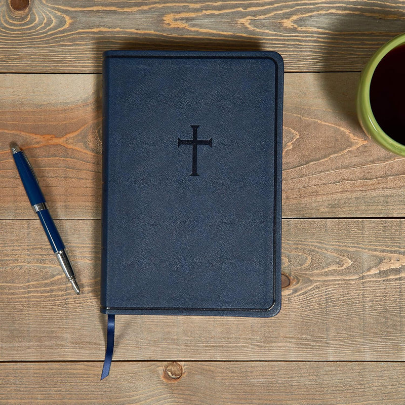 KJV Everyday Study Bible, Navy Cross Leather Touch by Holman Bible Publishers