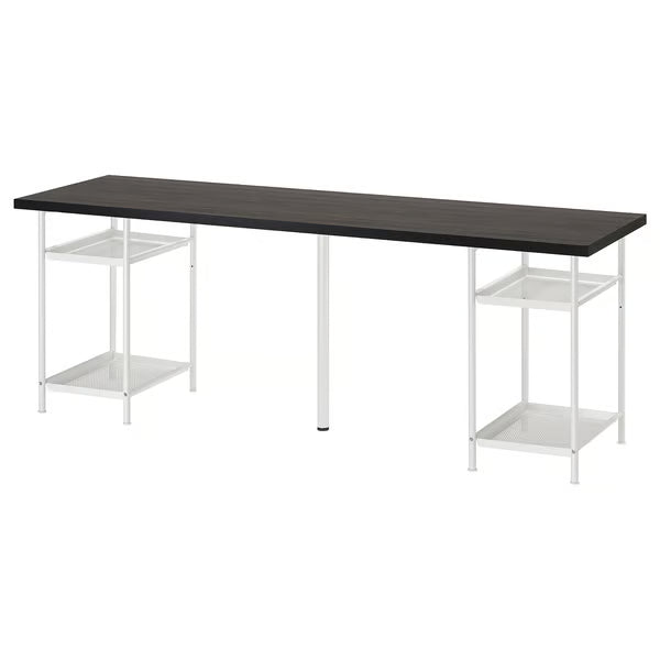 IKEA LAGKAPTEN / SPÄND Desk, black-brown/white, 200x60 cm (78 3/4x23 5/8 ")