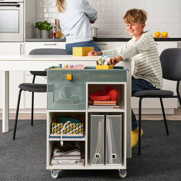 IKEA OVNING Trolley, white/grey-green, 54x33 cm (21 1/4x13 ")