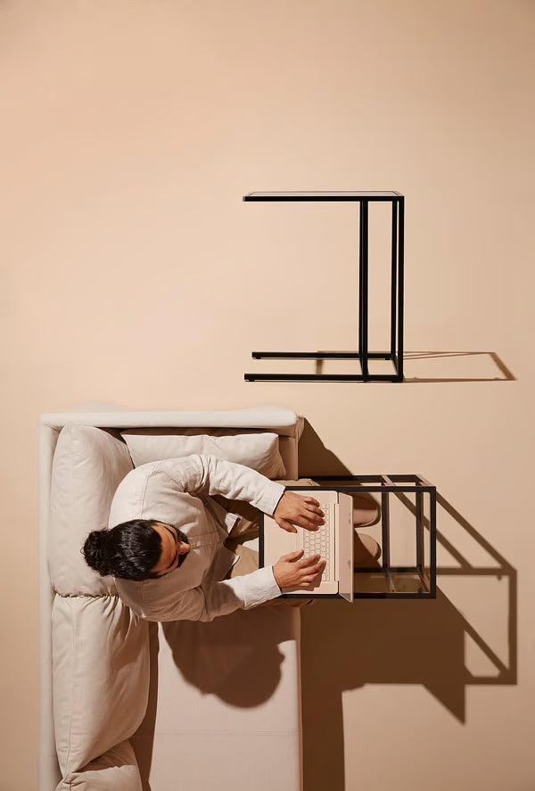 IKEA VITTSJO Laptop stand, black-brown/glass, 35x65 cm (13 3/4x25 5/8 ")