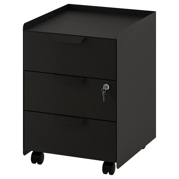 IKEA TROTTEN Drawer unit w 3 drawers on castors, anthracite