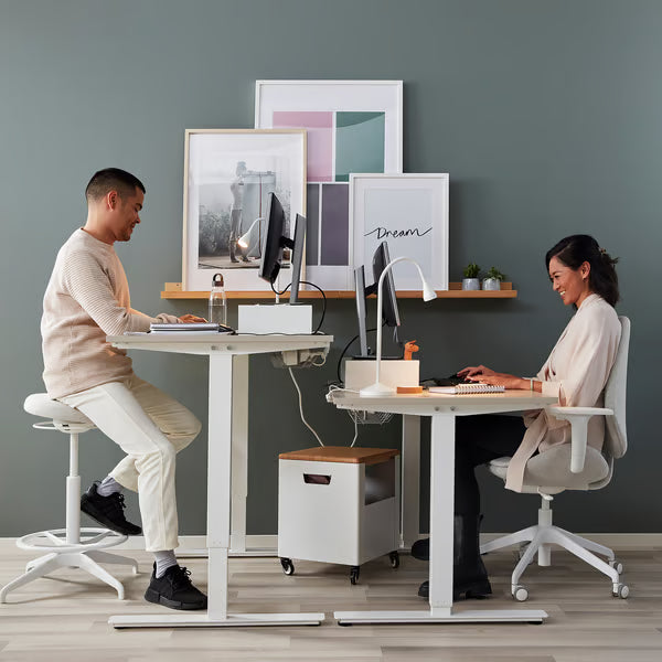 IKEA TROTTEN Desk sit/stand, beige/white, 120x70 cm (47 1/4x27 1/2 ")