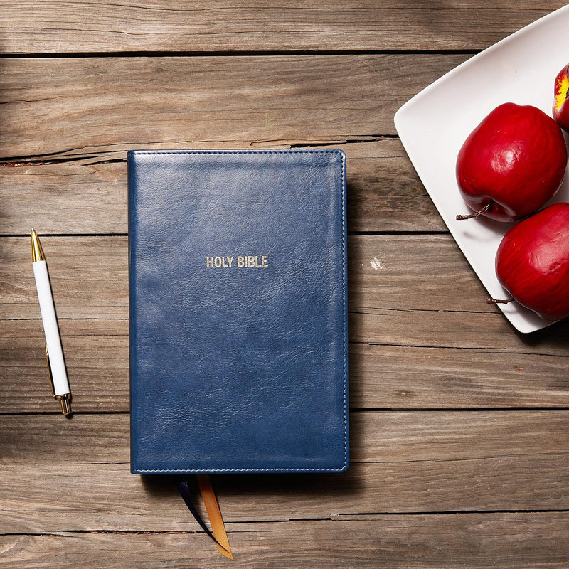 NKJV, Foundation Study Bible, Large Print, Leathersoft, Blue, Red Letter, Thumb Indexed, Comfort Print by Thomas Nelson