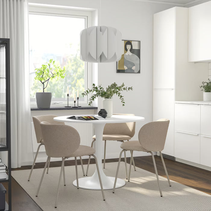 IKEA DOCKSTA / KRYLBO Table and 4 chairs, white white/Tonerud dark beige, 103 cm (40 1/2 ")