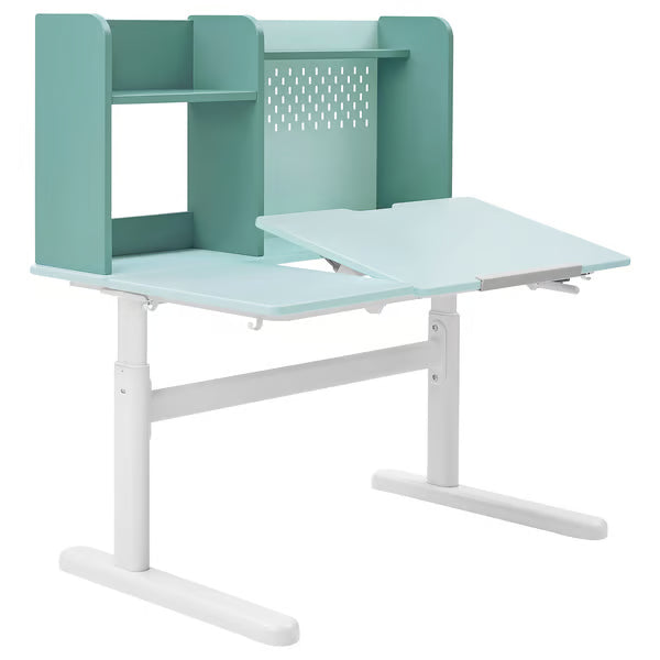 IKEA BERGLARKA Desk, turquoise/white tiltable, 100x70 cm (39 3/8x27 1/2 ")