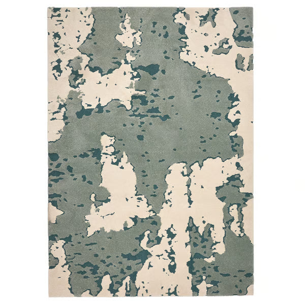 IKEA RINGKLOCKA Rug, low pile, green/off-white, 160x230 cm (5 ' 3 "x7 ' 7 ")