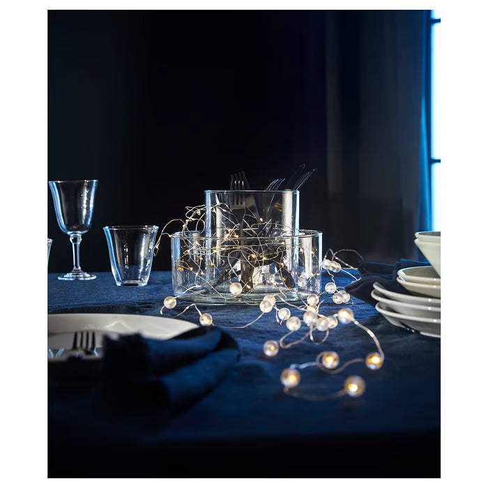 IKEA SNÖYRA LED lighting chain with 40 lights, indoor/battery-operated silver-colour