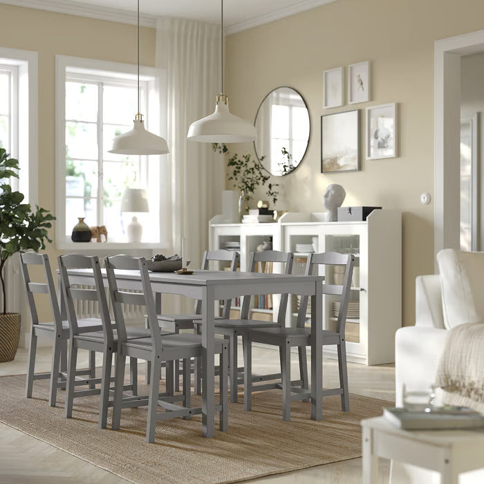 IKEA HAUGA / HAUGA Table and 6 chairs, grey/grey, 168x74 cm (66 1/8x29 1/8 ")