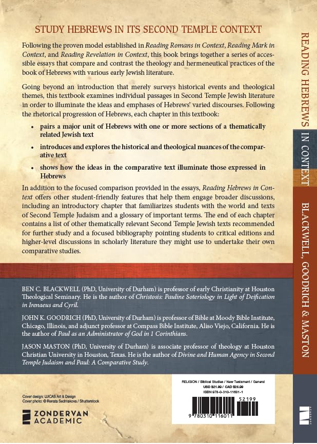 Reading Hebrews in Context: The Sermon and Second Temple Judaism by Ben C. Blackwell, Jason Maston
