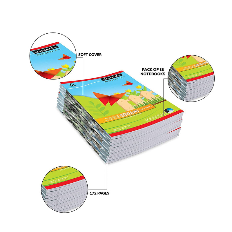 Classmate Origami Longbook - Single Line,272 X 167Mm, 172 Pages, Pack Of 12 Visit the Classmate Store