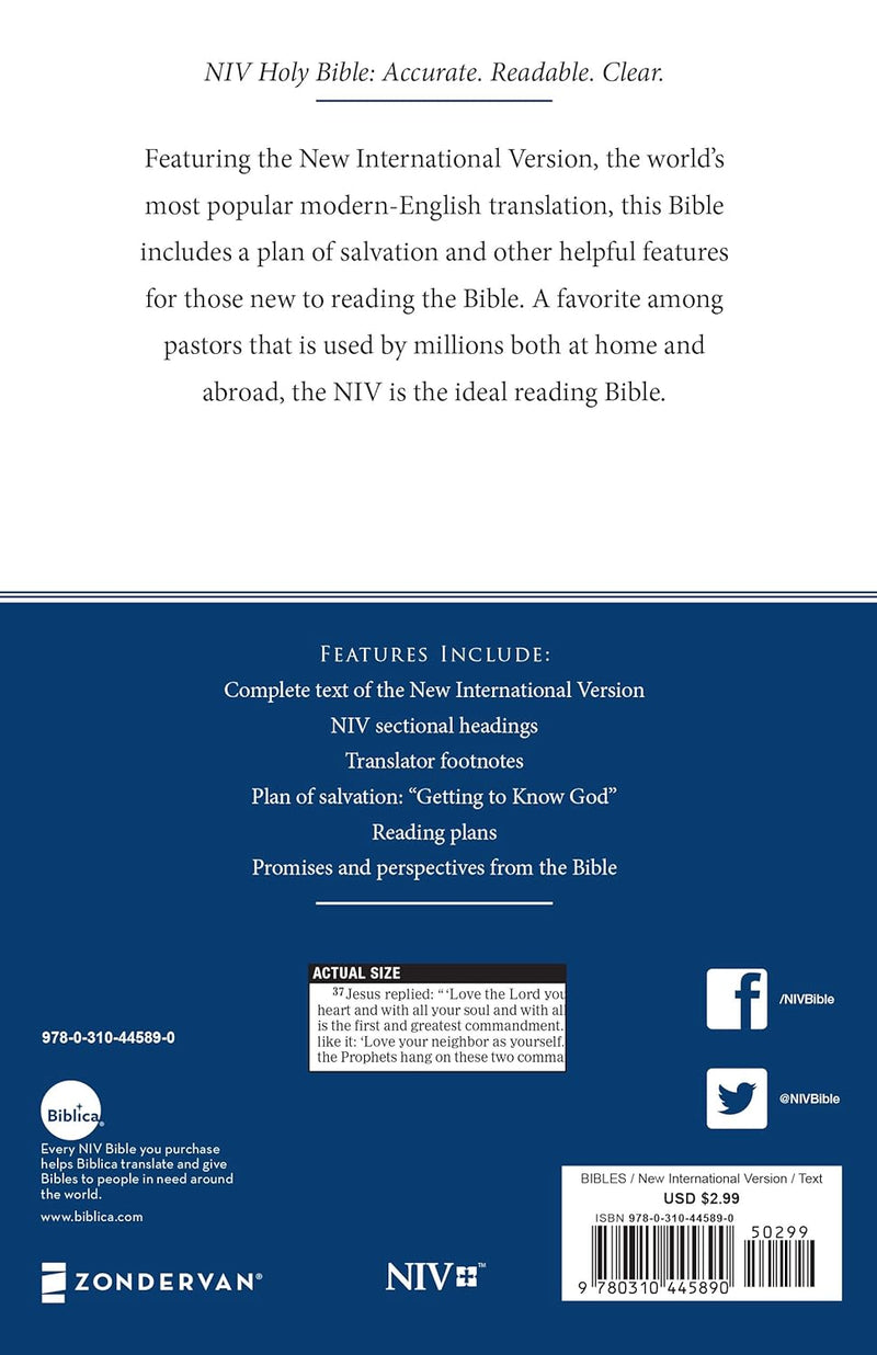 NIV, Economy Bible, Paperback: Accurate. Readable. Clear. by Zondervan