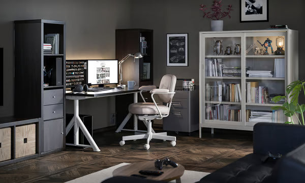 IKEA IDASEN Desk, black/beige, 120x70 cm (47 1/4x27 1/2 ")
