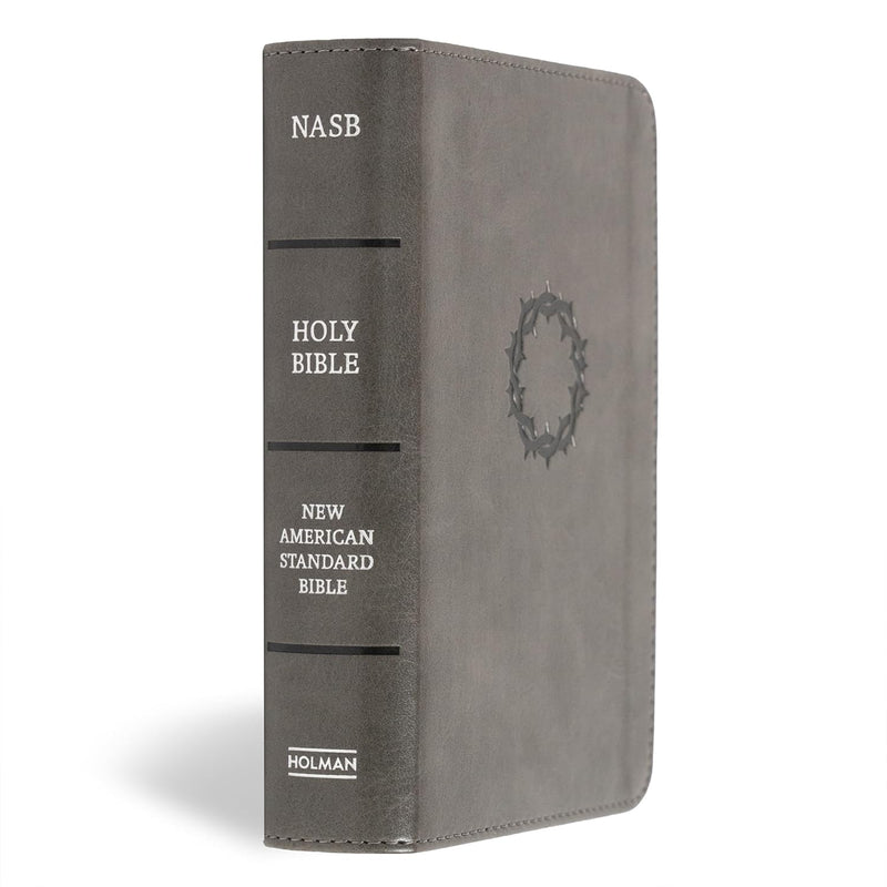 NASB Large Print Compact Reference Bible, Charcoal Leather Touch by Holman Bible Publishers
