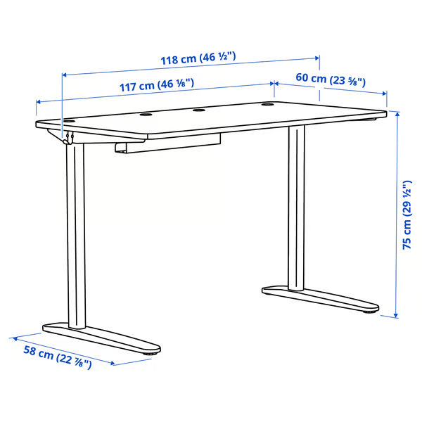 IKEA RELATERA Desk combination, white/light grey-green, 117x60 cm (46 1/8x23 5/8 ")