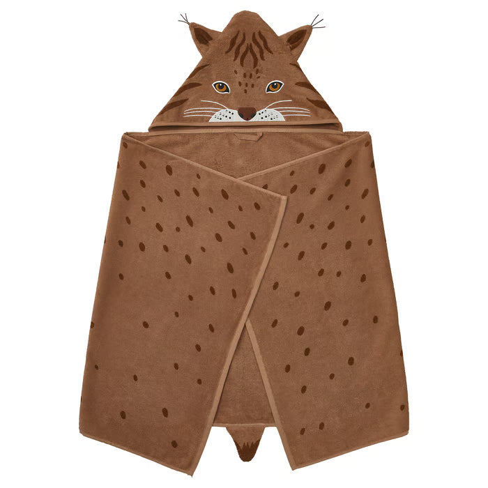 IKEA SKOGSDUVA Towel with hood, lynx shaped/brown, 70x140 cm (28x55 ")