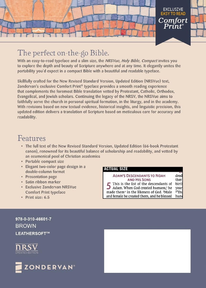 NRSVue, Holy Bible (Leathersoft, Brown, Comfort Print) by Zondervan