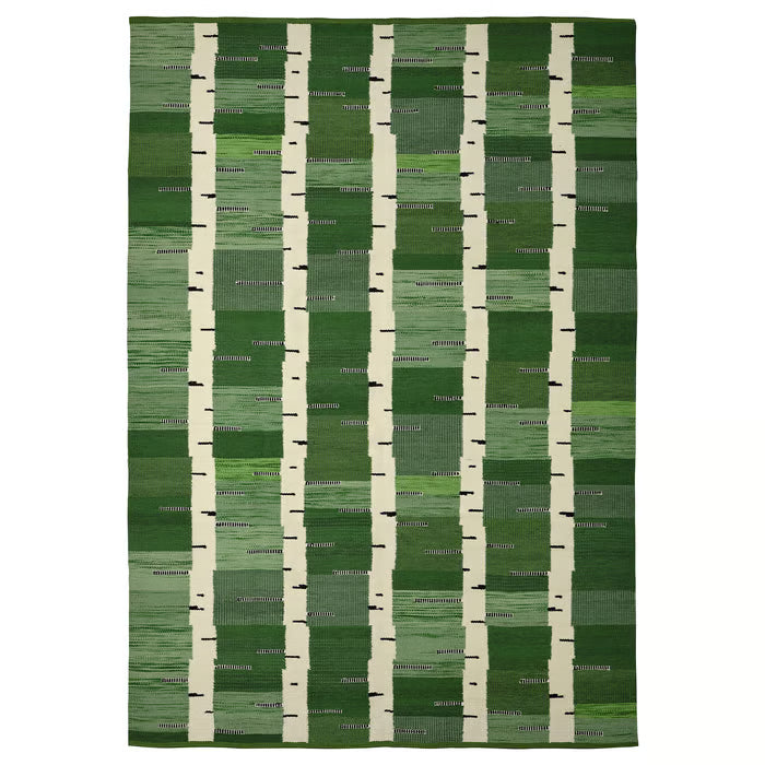IKEA STOCKHOLM 2025 Rug, flatwoven, green/white/black handwoven, 170x240 cm (5 ' 7 "x7 ' 10 ")