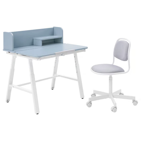 IKEA PIPLÄRKA / ÖRFJÄLL Children's desk and chair, blue/light grey