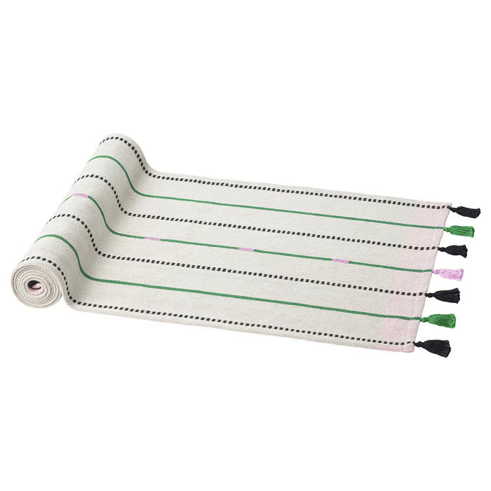 IKEA MAVINN Table-runner, off-white green/stripe, 35x130 cm (14x51 ")