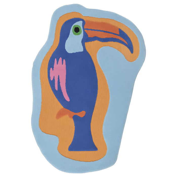 IKEA NATTHÄGER Rug, low pile, blue orange/toucan, 83x125 cm (2 ' 9 "x4 ' 1 ")