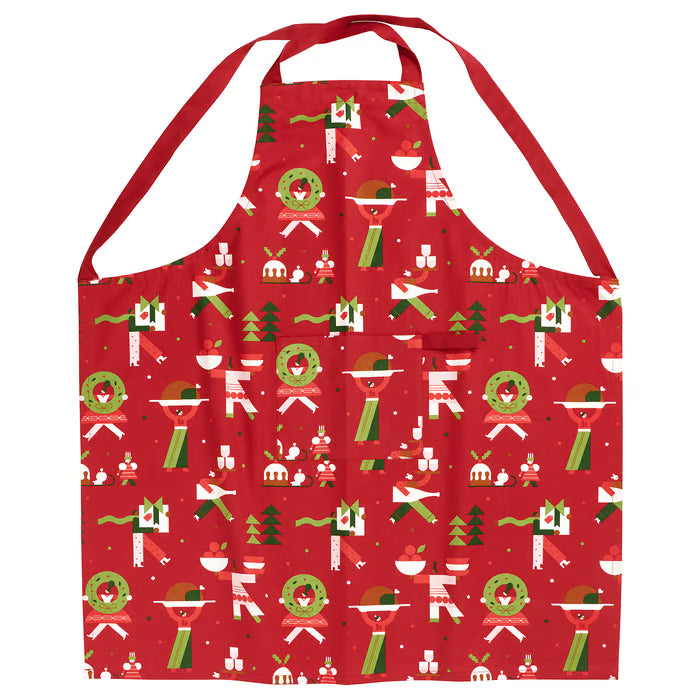 IKEA VINTERFINT Apron, Christmas pattern red, 85x89 cm (33x35 ")