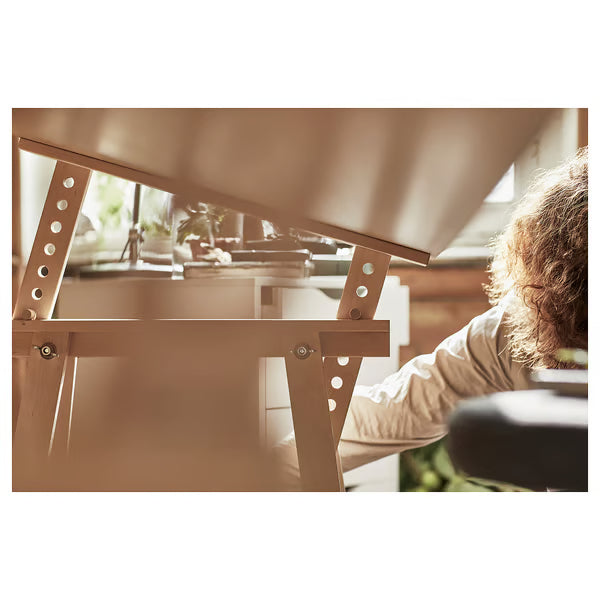 IKEA LAGKAPTEN / MITTBACK Desk, grey/wood effect birch, 140x60 cm (55 1/8x23 5/8 ")