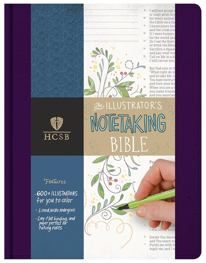 HCSB Illustrator's Note taking Bible, Purple Linen Bonded Leather by Holman Bible Staff