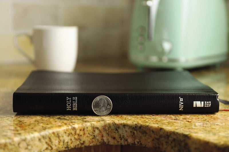 NIV, Thinline Bible, Large Print, Bonded Leather, Black, Indexed, Red Letter Edition by Zondervan