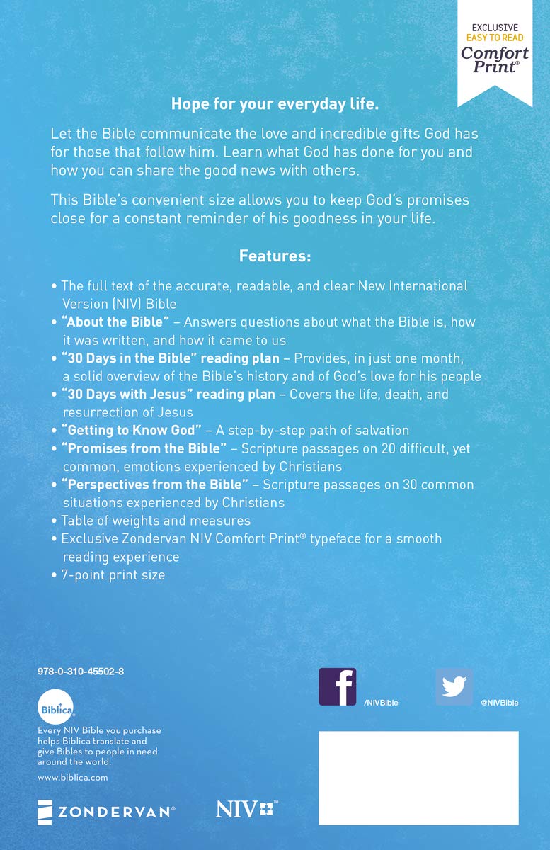 NIV Holy Bible, Economy Edition, Paperback, Comfort Print by Zondervan