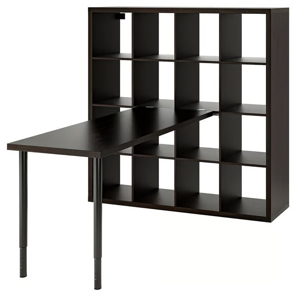 IKEA KALLAX / LAGKAPTEN Desk combination, black/black-brown, 147x179x147 cm (57 7/8x70 1/2x57 5/8 ")
