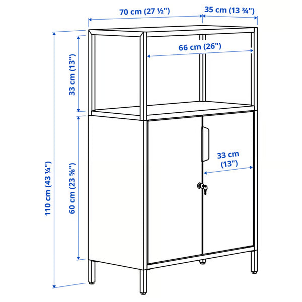 IKEA TROTTEN Cabinet with doors, anthracite, 70x35x110 cm (27 1/2x13 3/4x43 1/4 ")