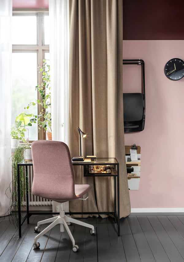 IKEA VITTSJÖ Laptop table, black-brown/glass, 100x36 cm (39 3/8x14 1/8 ")