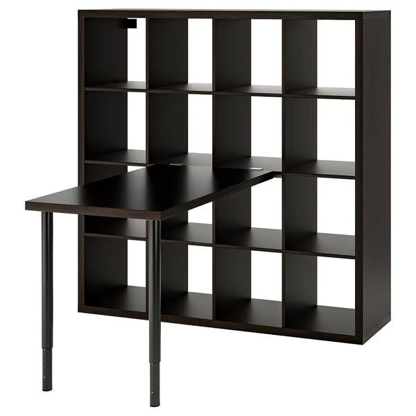 IKEA KALLAX / LINNMON Desk combination, black/black-brown, 147x139x147 cm (57 7/8x54 3/4x57 5/8 ")