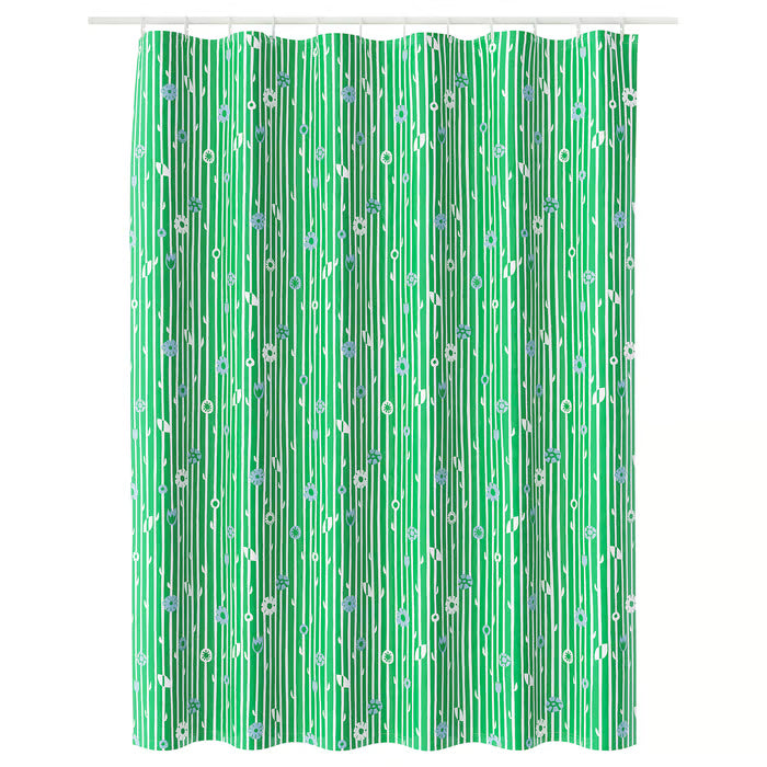 IKEA BOLLBUDDLEJA Shower curtain, green/floral pattern, 180x200 cm (71x79 ")