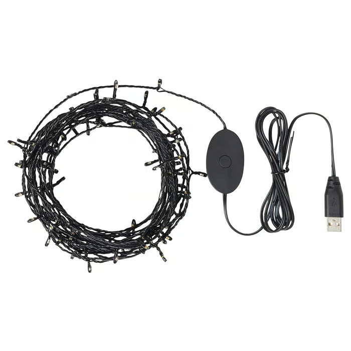 IKEA STRALA LED lighting chain with 100 lights, black