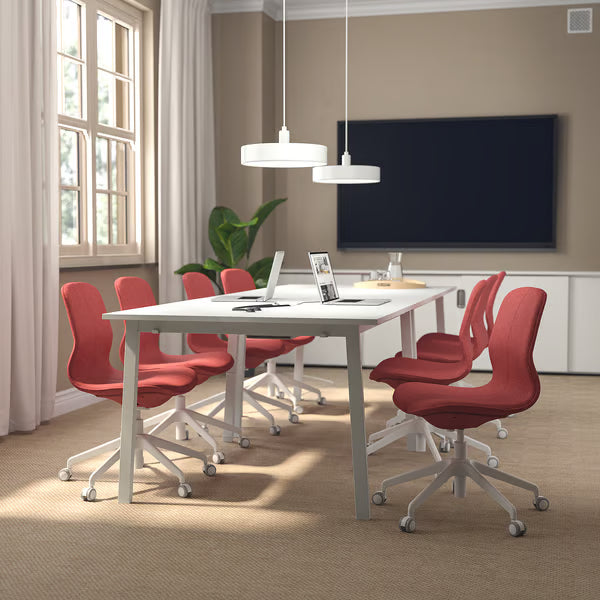 IKEA MITTZON Conference table, white, 140x108x75 cm (55 1/8x42 1/2x29 1/2 ")