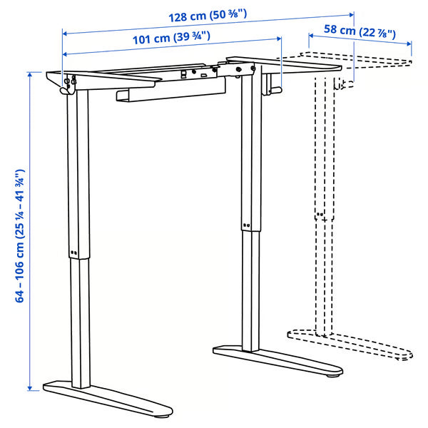 IKEA RELATERA Underframe sit/stand f table top, white, 90/117 cm (35 3/8/46 1/8 ")