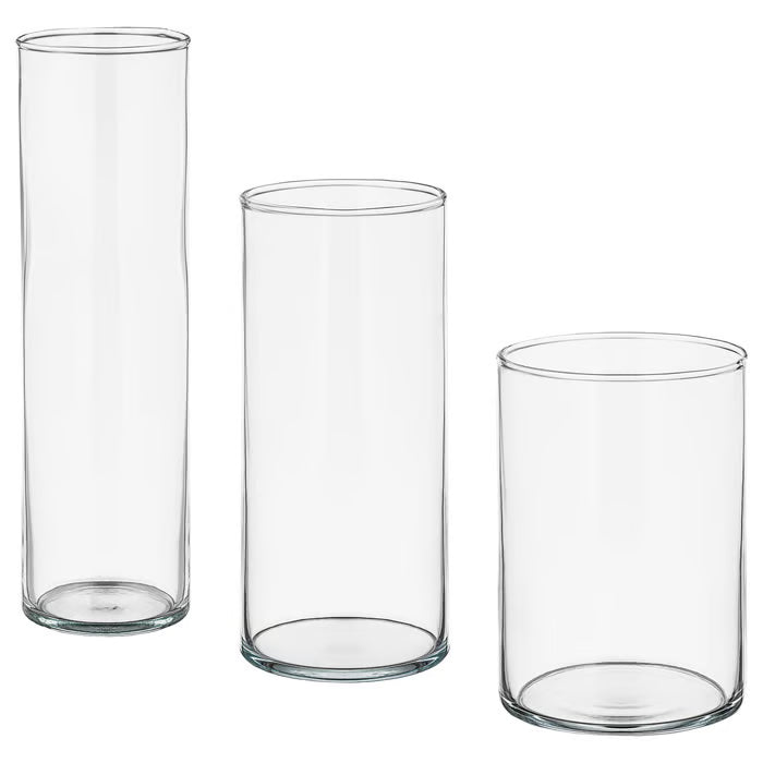 IKEA CYLINDER Vase, set of 3, clear glass