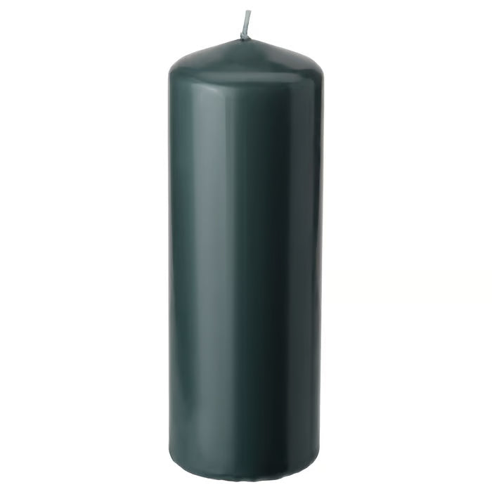 IKEA FENOMEN Unscented pillar candle, dark grey-green, 19 cm (7 ½ ")