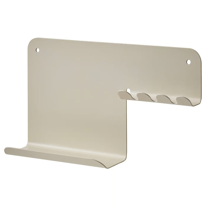 IKEA HAVREKROSS Wall organiser w hooks, light grey-beige, 23x13 cm (9x5 ")