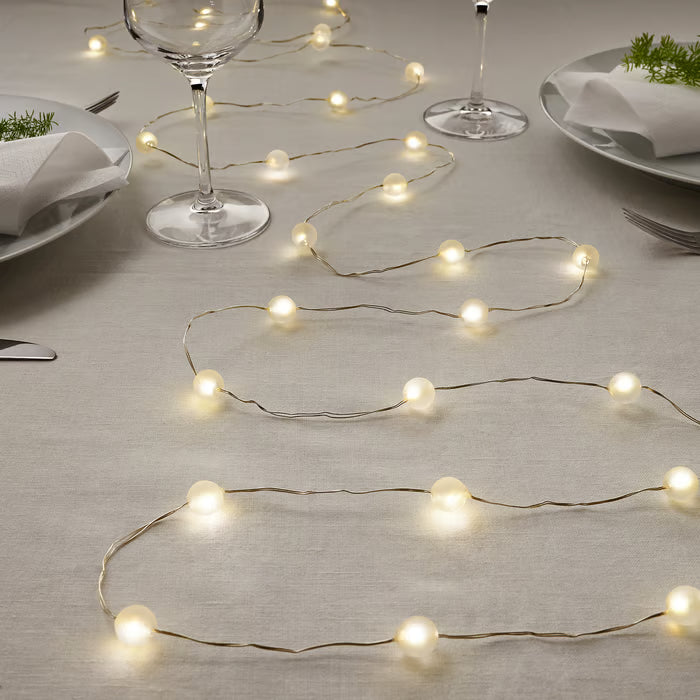 IKEA SNÖYRA LED lighting chain with 40 lights, indoor/battery-operated silver-colour