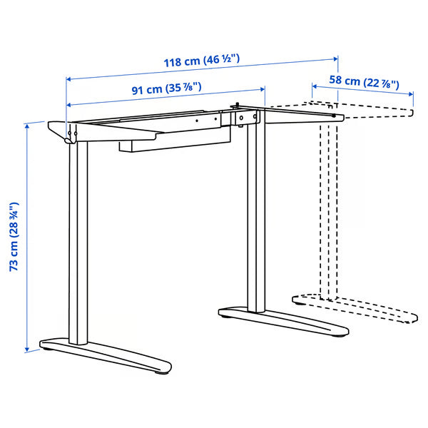 IKEA RELATERA Underframe for table top, white, 90/117 cm (35 3/8/46 1/8 ")